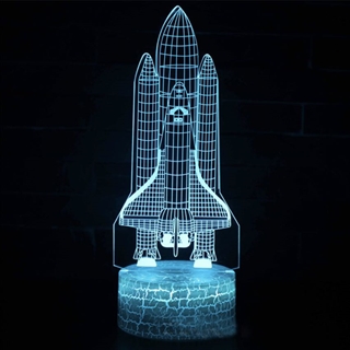 Rumskib 3D lampe med fjernbetjening - dæmpbar